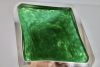 Kyohei Fujita (1921-2004), large, ornamented, lidded box, green glass with gold foils - Kyohei Fujita