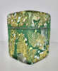 Kyohei Fujita (1921-2004), large, ornamented, lidded box, green glass with gold foils - Kyohei Fujita
