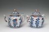 A pair of large Chinese Imari teapots
