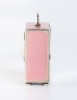 Een miniatuur Zwitsers zilveren roze transparant guilloche email klokje, circa 1900