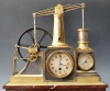 Een Guilmet industrie klok, vliegwiel pompklok met barometer en thermometer, ca. 1890.