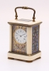 A miniature French champlevé and ivory carriage timepiece, circa 1880