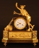 M73 French gilt bronze mantel clock, member of the 'Au bon Sauvage' familie, with a gilt statue of 'Mercury/Hermes'