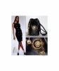 Gianni Versace Couture Black Leather Medusa Drawstring Bag - Gianni Versace