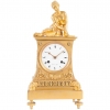 Very Charming French Empire Bronze Gilded Ormolu Clock with Elegant Lady Playing the Dices
