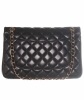 Chanel Black Quilted Lambskin Leather Classic Double Jumbo Flap Bag - Chanel
