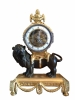 M175 Louis XVI mantel lion clock, with skeletonized clockwork, silver hands and frame on the bezel and striking on a silver bell
