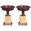 An exceptional pair of probably Egyptian porphyry marble mounted dishes, circa 1830
