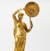 Illustrious designed French clock, gilt bronze by Claude Galle (1759-1815), Clytia and sunflower, H 92 cm, Empire 1810.