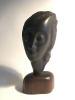Jules Vermeire, Hard stone female head on mahogany pedestal, ca. 1920 - Jules (J.S.) Vermeire