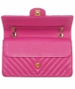 Chanel Pink Quilted Chevron Leather Classic Medium Double Flap Bag - Chanel