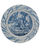A Blue and White Dutch Delft Charger - Depicting Abraham Offering Isaac