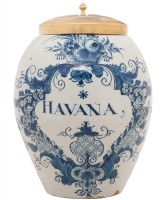 A Dutch Delft Blue and White Tobaccojar 'Havana'