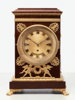 A charming Viennese mahogany and gilt mantel clock by J Straub, circa 1830