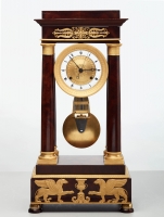A French mahogany regulator ‘portico’ mantel clock by Montassier, circa 1820