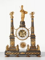 A French Louis XVI grey marble mantel clock by Cellier, circa 1770