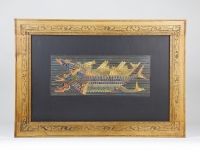 Marie Kuyken, Cloisonnépaneel (#17, Rhytme), met voorstelling van drie vissen in houten lijst, uitvoering firma Kuyken, Haarlem, 1918 - Marie Kuyken