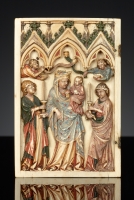 French Gothic Left Panel from a diptych depicting The Glorification of the Virgin
