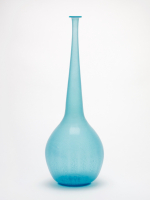 A.D. Copier, Bottle in aquamarine with tin crackle, Leerdam Serica no. 11, 1928 - Andries Dirk (A.D.) Copier