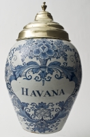 A  Tobaccojar in Blue Delftware with Brass Cover - HAVANA 