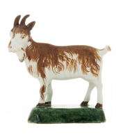 A Polychrome Model of a Standing Goat in Dutch Delftware