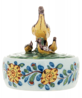 A Polychrome Butter Terrine with Lapwing Bird Cover