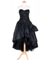 1960s LOP Black Cascading Cocktail Dress
