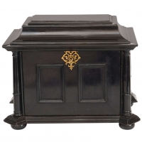 A seventeenth century gilt-metal mounted ebony and ivory table cabinet