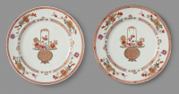 Pair of Famille-rose “Flower Basket” plates