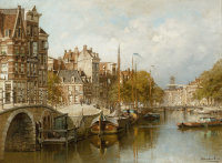 View on the Brouwersgracht from the Papiermolensluis, Amsterdam - Johannes Christiaan Karel Klinkenberg