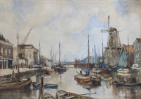 Achterhaven te Delfshaven, Rotterdam - Herman Cornelis Adolf Paradies