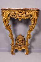 A French Transition giltwood console table with marble top, circa 1765
