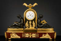 French Empire Mantel Clock, l'étude et le philosophie