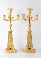 A pair of large French Empire ormolu 4-light candelabra, circa 1810