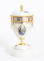 A minature Swiss silver guilloche enamel ‘cercle tournant’ timepiece, circa 1900