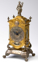 A German rococo mid 18th century travelling clock on a terrace by  Kriedel Budissin, 1749.
