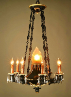 A bronze Empire style chandelier