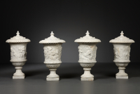 Four Dutch Louis XIV sculptural marble vases