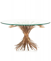 A Sheaf of Wheat Gilt Round Glass and Brass Side Table