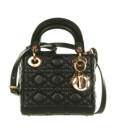 Christian Dior Black Leather Mini 'Lady Dior' Handbag - Christian Dior