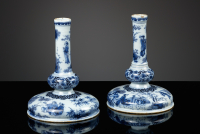 Pair of Delftware table candlesticks, ca. 1678-1686