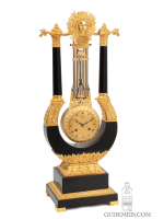A French Charles X lyre mantel clock with oscillating movement, circa 1830.
