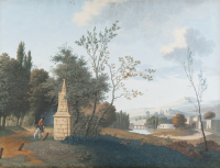 Josephus Augustus Knip - Gouache on Paper - Italian Landscape with Figures - Josephus Augustus Knip
