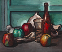 Still life with apples, glass and bottle - Mattheus Johannes Marie 'Matthieu' Wiegman