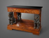 Empire console with seated carved wooden lions