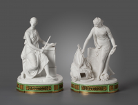 A pair of biscuit porcelain figures, Justice and Peace by Dihl et Guérhard, Paris