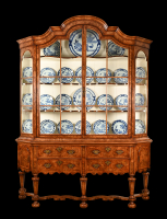 A Dutch 18th century burr walnut display cabinet