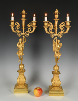 A pair of large ormolu Empire candelabras