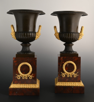 A pair of large ormolu Empire vases