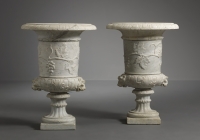 Pair of Italian Carrara Marble Vases